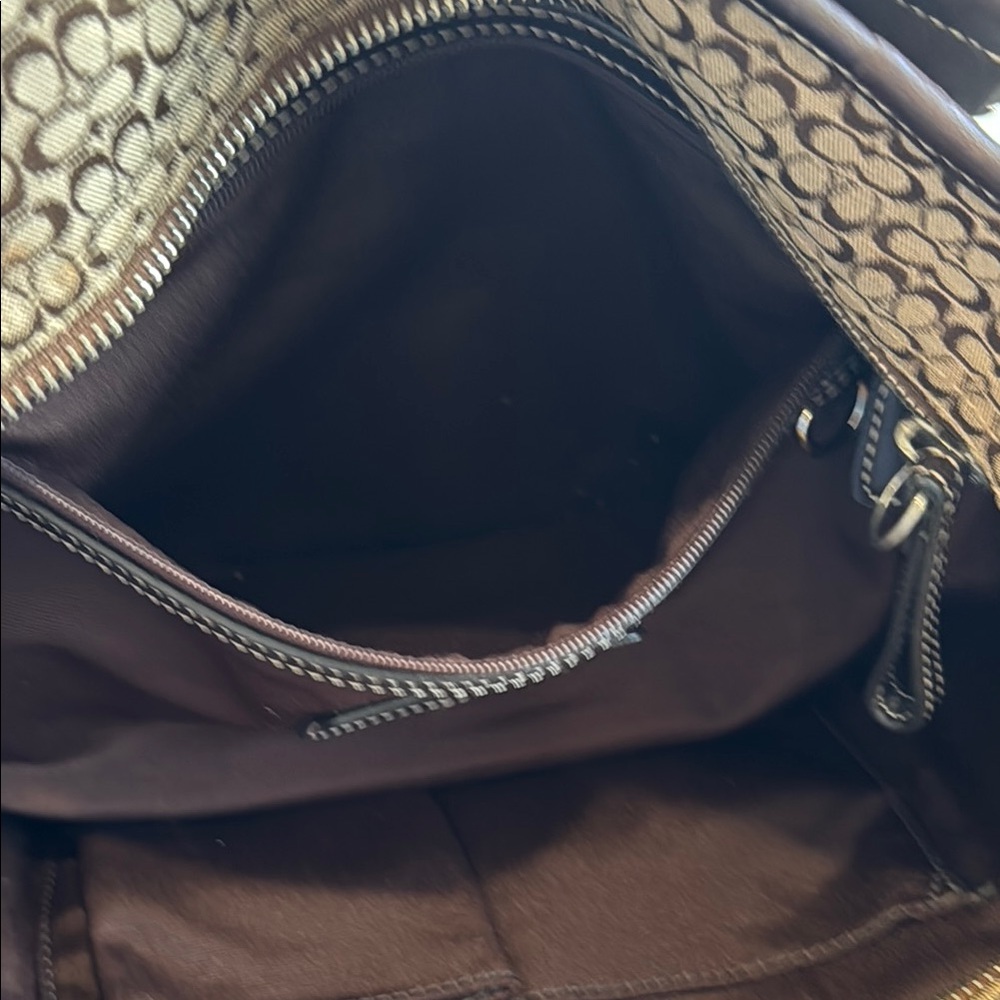 Coach Brown and Silver Tote with Structured Design - Picture 6 of 9